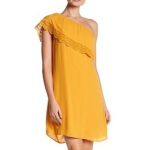Daniel Rainn DR2 amber yellow one shoulder dress
